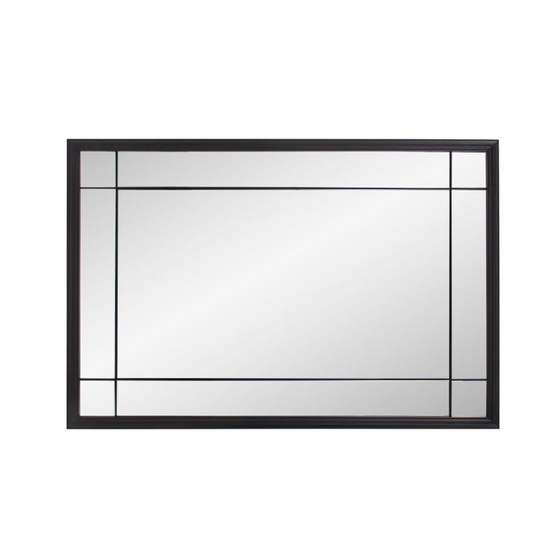 Miroir mural rectangulaire en métal, 36 po x 24 po, Noir mat