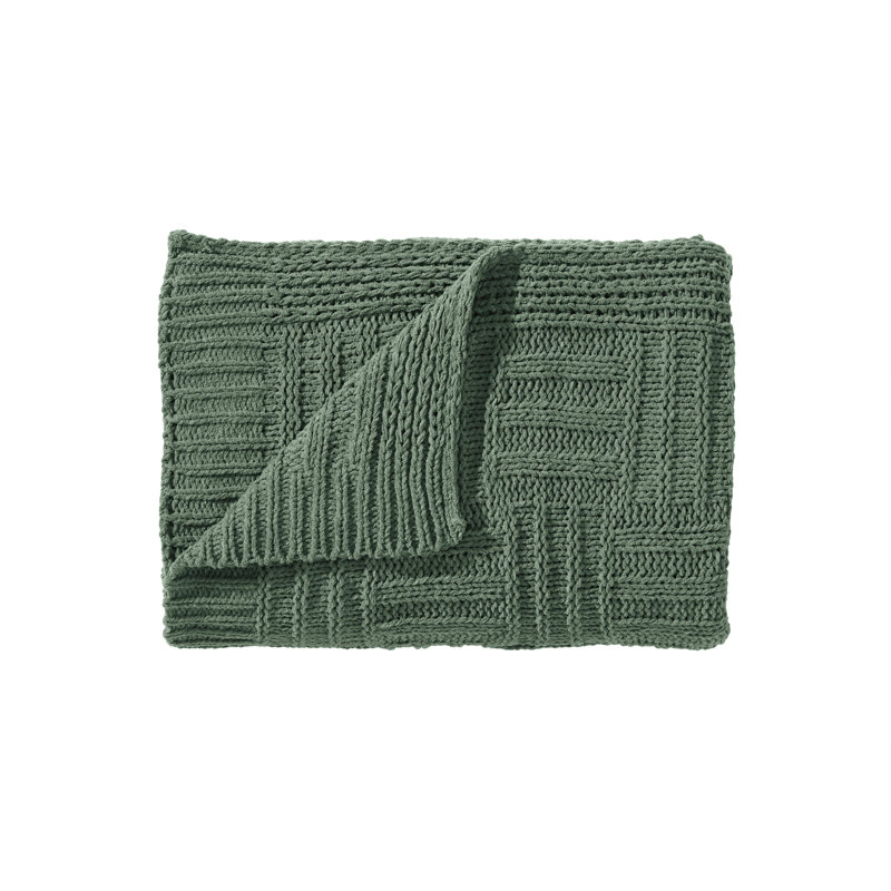 Knitted Throw Blanket, Green