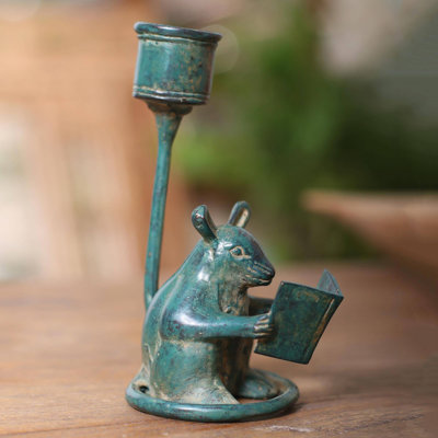 Figurine bronze studious mouse Timms