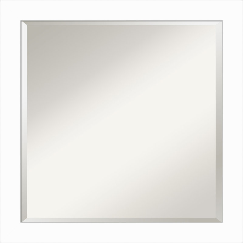 Jimma Wood Wall Mirror, White, 23.5" x 23.5"