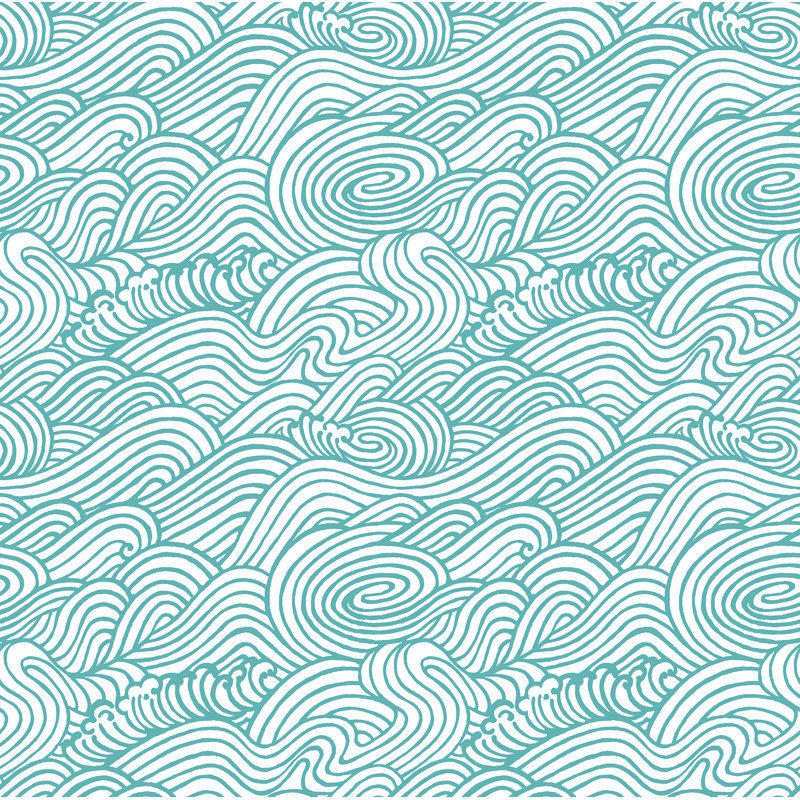 Capella Wave 10m x 52cm Wallpaper Roll, Teal