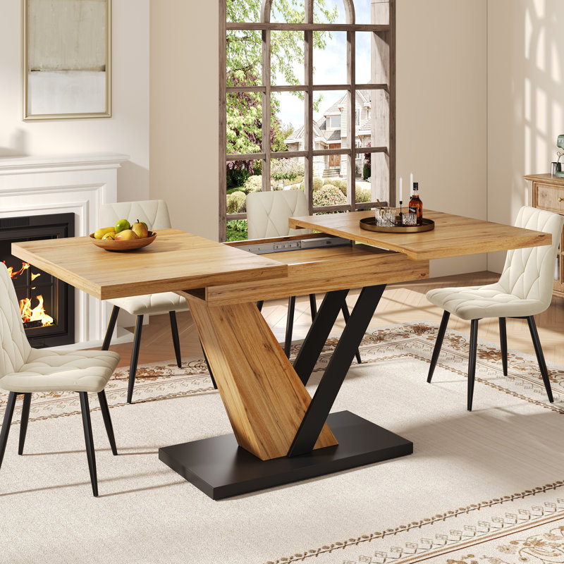 Extendable Metal Base Dining Table