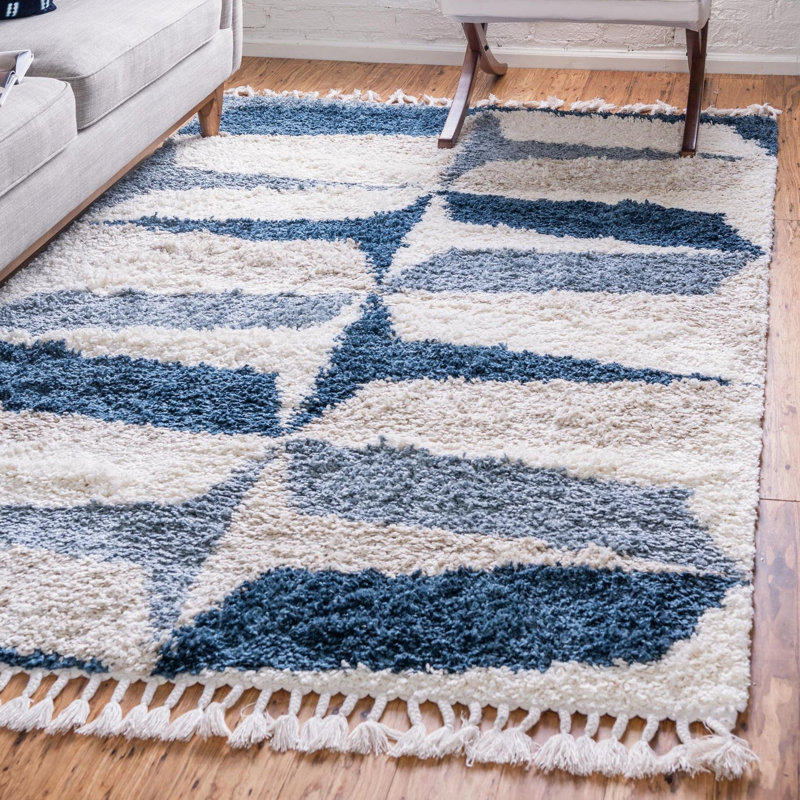 Mitzy Geometric Blue Area Rug, Rectangle 10' x 14'1"
