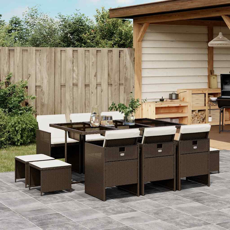 Patio Dining Set with, Cream White, Brown
