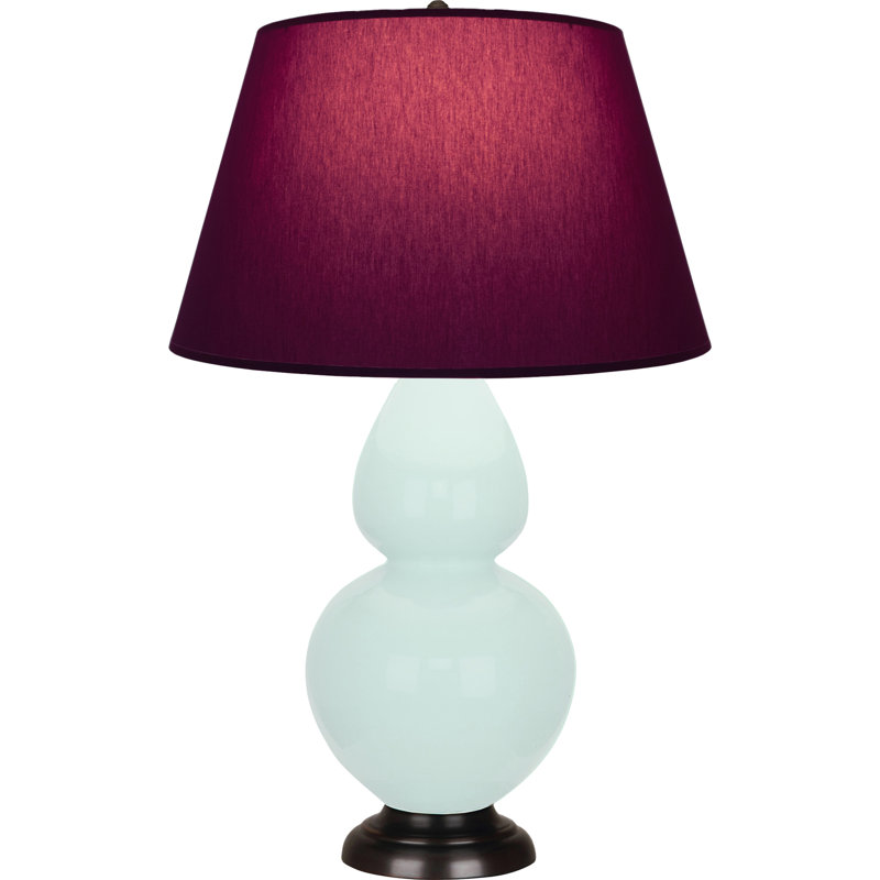 Double Gourd Ceramic Table Lamp, Burgundy/Lavender, Cobalt/Antique Silver, Bronze