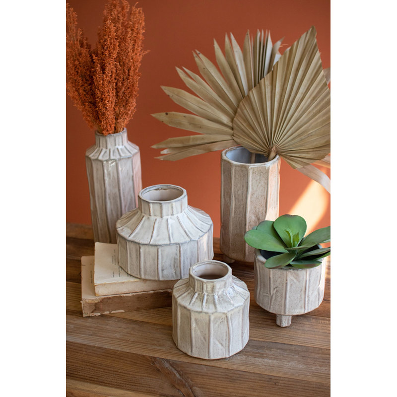  Ensemble de pots à fleurs décoratifs blancs en céramique de 5 po de hauteur, 10 po