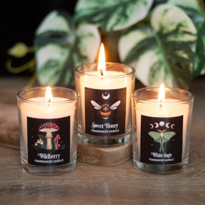 Paquet de 3 trio de bougies votives Wicca Witchcraft Wildberry