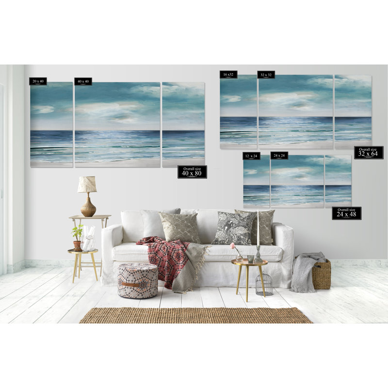 «Blue Silver Shore», reproduction d'art sur toile, H 24 po x l 48 po x P 1,5 po