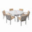 Ensemble de salle à manger de patio multifonctionnel, bois et métal, gris antique pour le jardin et la cour