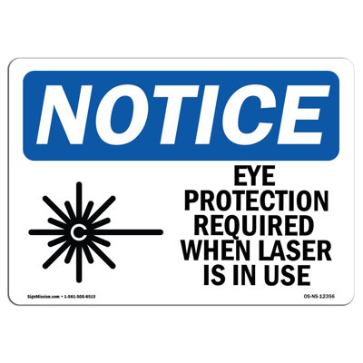 Eye Protection Required When Aluminum Sign 12 x 18