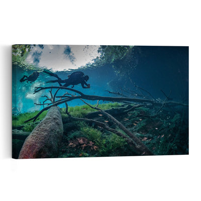 Sunlit Underwater Adventure Serene Tranquil Abstract Fish Nature Ocean Wall Art Print