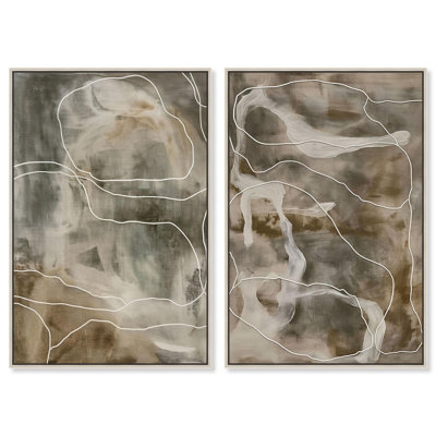 Shiftin Strata Set Canvas Set of 2 Boho Abstract Art by 