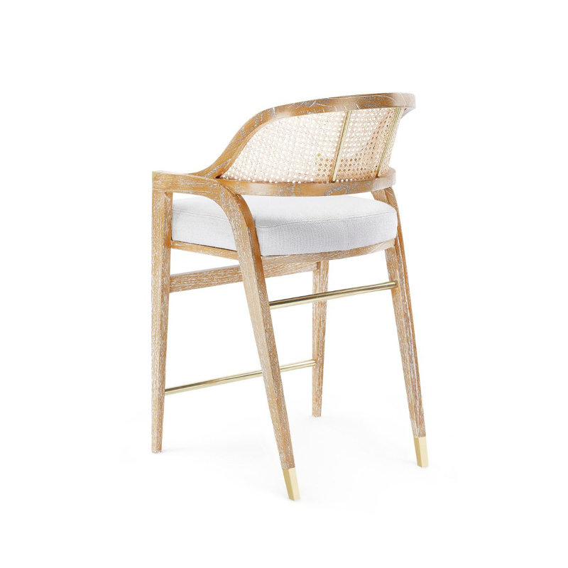 Edward Upholstered Stool with Solid Wood Frame, Natural