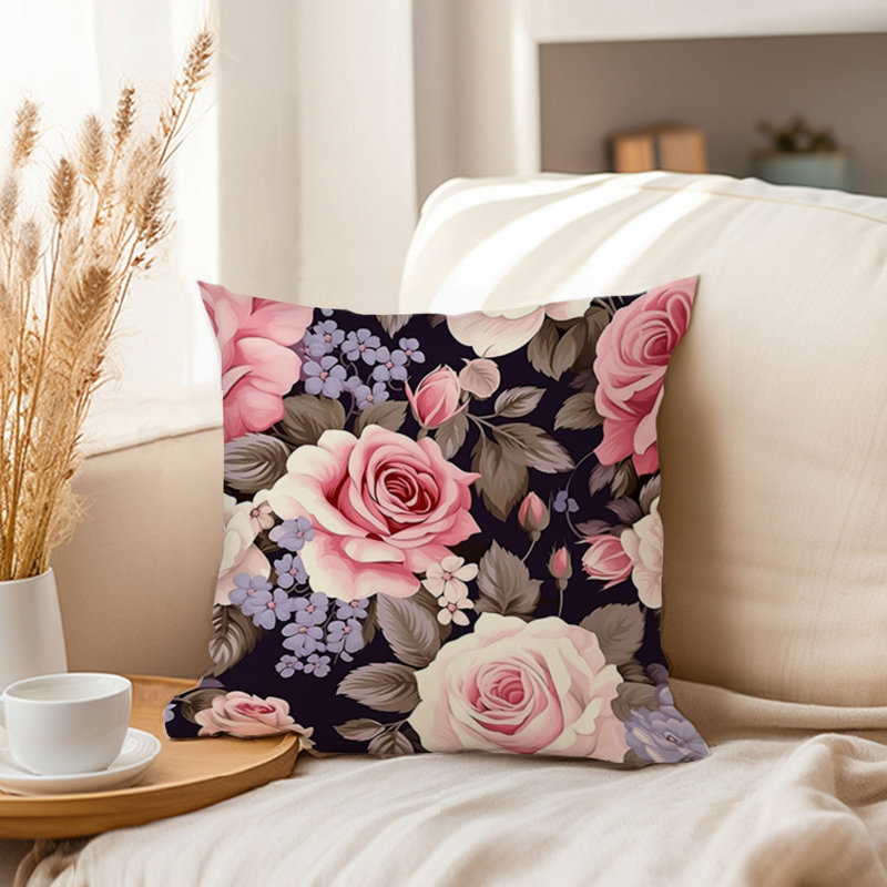 Floral Rose Flowers Pattern V Classic, 16"H x 16"W