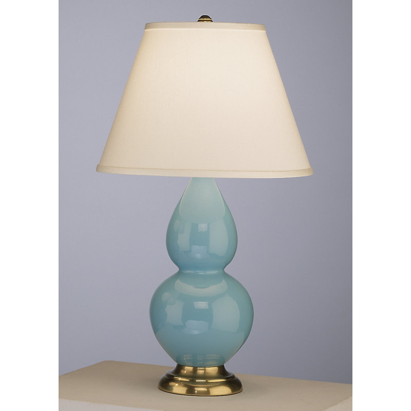 Gourd Table Lamp, Egg Blue and Brass Base