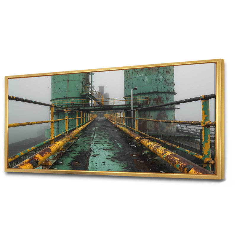 «Monocrhome», impression d'art mural gris et vert, Toile avec cadre flottant or, H 28 po x l 60 po x P 1,5 po