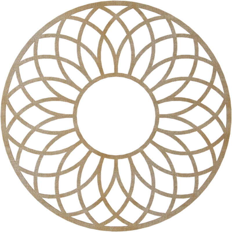 Médaillon de plafond en bois ajouré Cannes, H 38 po x l 38 po x P 0,25 po, Bouleau