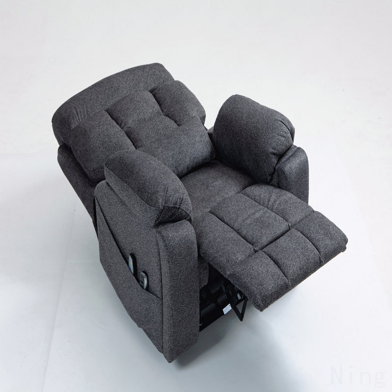 Fauteuil électrique Elderly - inclinable à 180 °, chauffage / massage, 2 poches / porte-gobelets, 4 moteurs OKIN, Gris