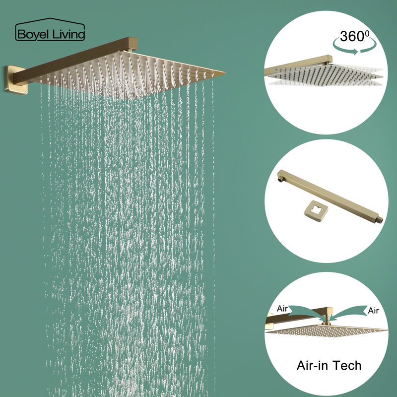 Système de douche complet avec valve brute, Or brossé