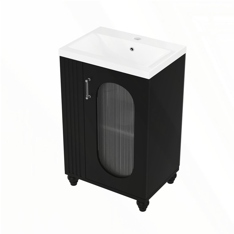 Meuble-lavabo de 20 po avec lavabo, Noir