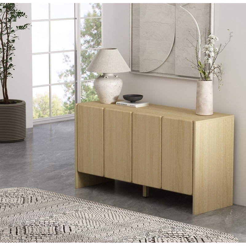 Buffet 60 po en chêne naturel massif avec tiroirs à fermeture en douceur - style campagnard