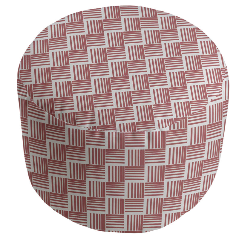 repose-pieds à rayures classic basketweave, Rouge / Mauve