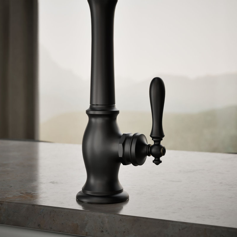 Artifacts Single Handle Kitchen Sink Faucet with Accessories, Matte Black