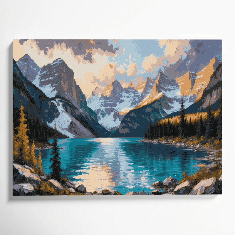 Art urbain sur toile, villes de Banff, Alberta, H 16 po x l 20 po