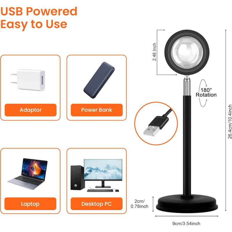 Projecteur de lampe coucher de soleil avec télécommande, plusieurs couleurs à DEL, contrôle de l'application de la lumière du coucher du soleil Trois méthodes de contrôle de la lumière de nuit pour la décoration de chambre / cadeaux de Noël / ph