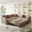 Canapé-lit en L 85,1 po avec lit escamotable, canapé-lit convertible surdimensionné avec poche latérale et port USB, canapé modulaire rembourré Teddy, pour salon, appartement, bureau, brun