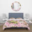 Ensemble de housse de couette en cerisier rose avec fleurs de cerisier et de pommes avec oiseaux I-66389791