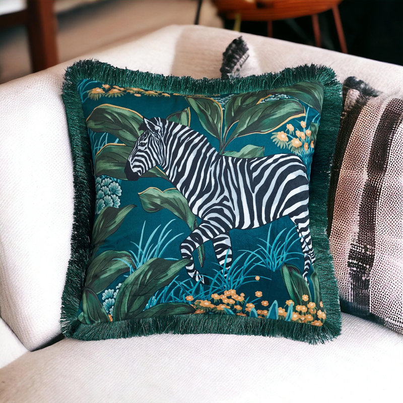 Housse de coussin réversible en velours Tassels, H 18 po x l 18 po