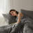 Lyon Charcoal Oversized Cozy 100% Cotton Waffle Washed 3-Piece Full/Queen Comforter Set-114221805-114221806