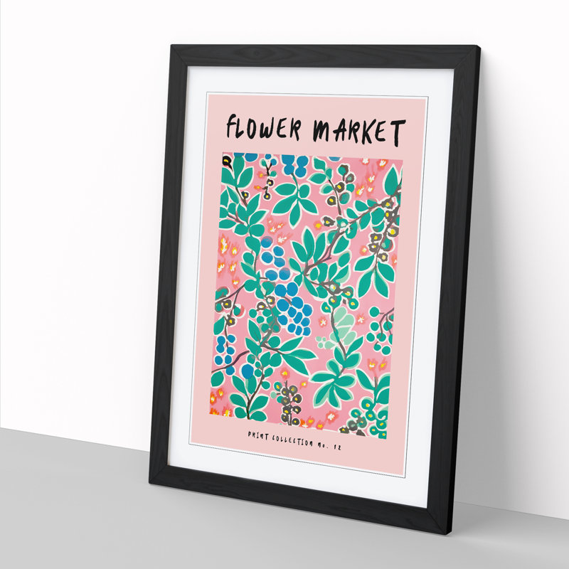 Pink Flower Market Exhibition No.12 1 Piece Single Picture Frame Wall Art, 46cm H x 34cm W x 2cm D