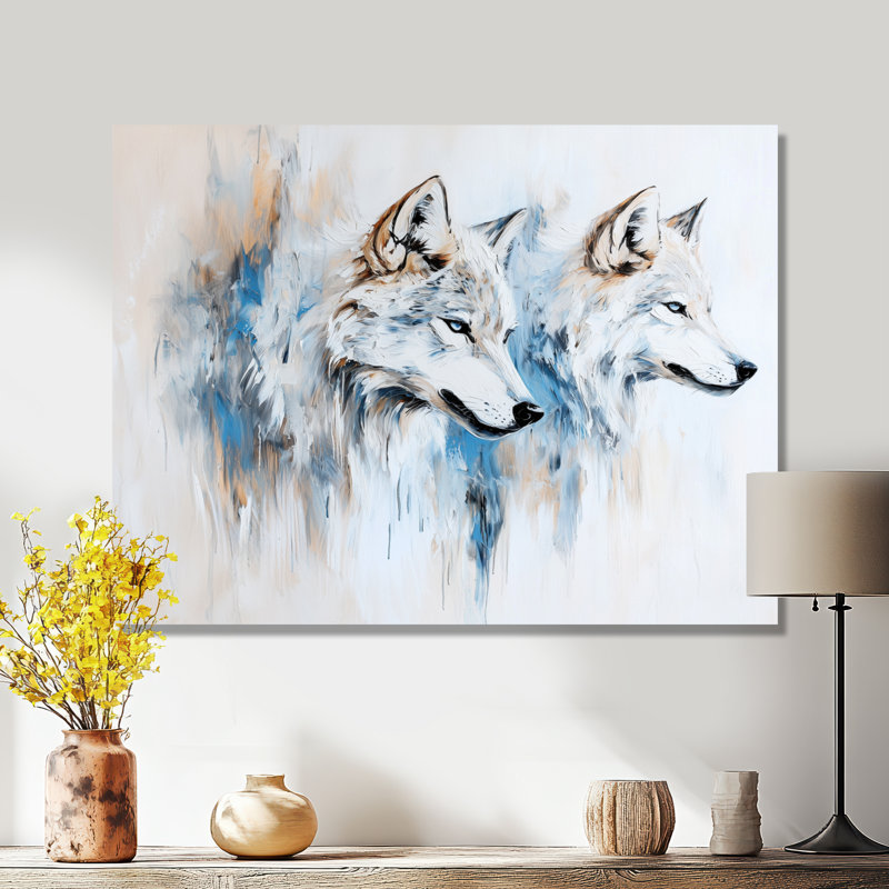 «Minimalist Wolf Pack Portrait I - Animals», reproduction d'art en métal, H 12 po x l 20 po