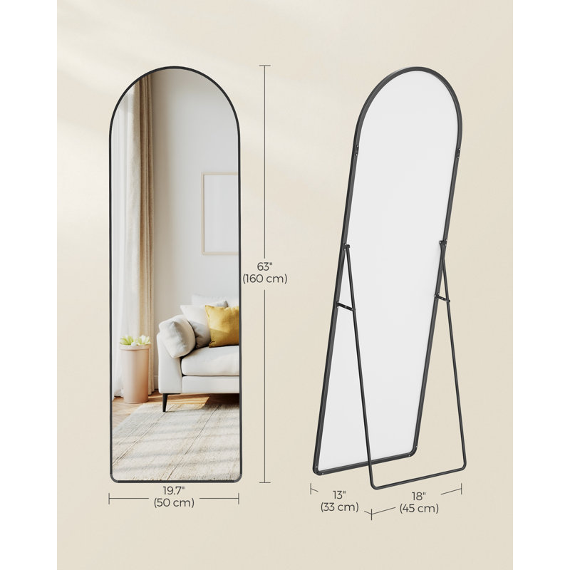 Metal Flat Mirror, 160cm x 50cm, Black