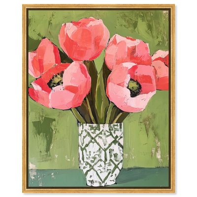 «Pink Poppies», impression murale sur toile par Art Remedy, cadre doré, 16 x 20