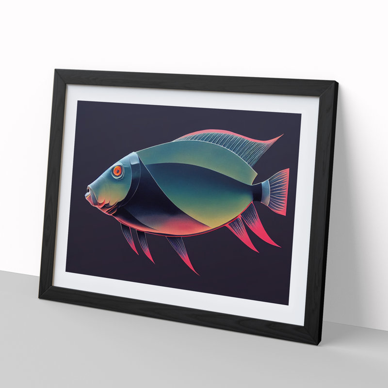 XH1022-7147X Pretty Fish - Single Picture Frame Print, Black, 46cm H x 64cm W
