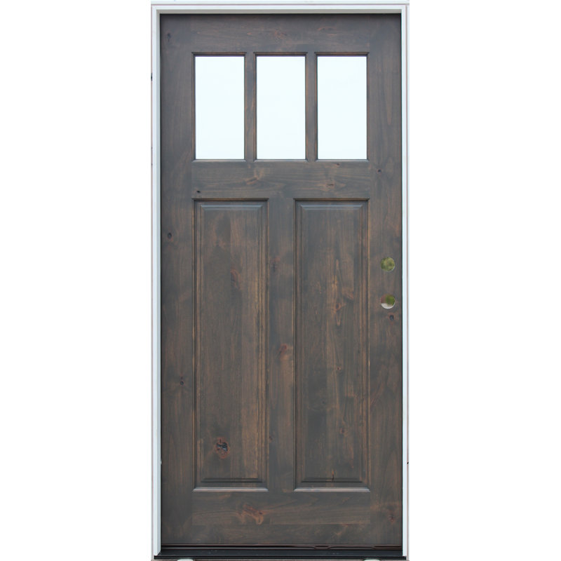 Porte d'entrée en bois pré-installée prête à installer, S'ouvre à gauche vers l'intérieur