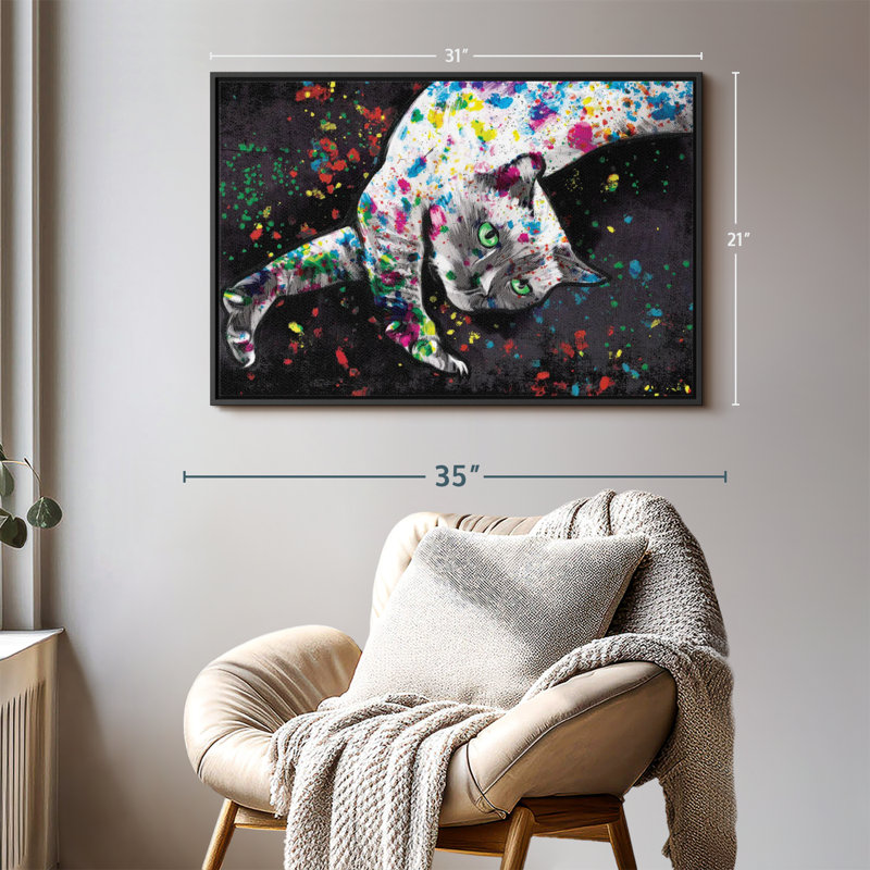 Animal "Peinture murale chat siamois", H 21 po x l 31 po