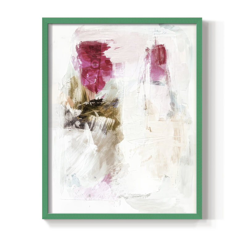 Minimal Fuchsia Markings I Framed Print - Solid Wood, 21" H x 17" W, Green