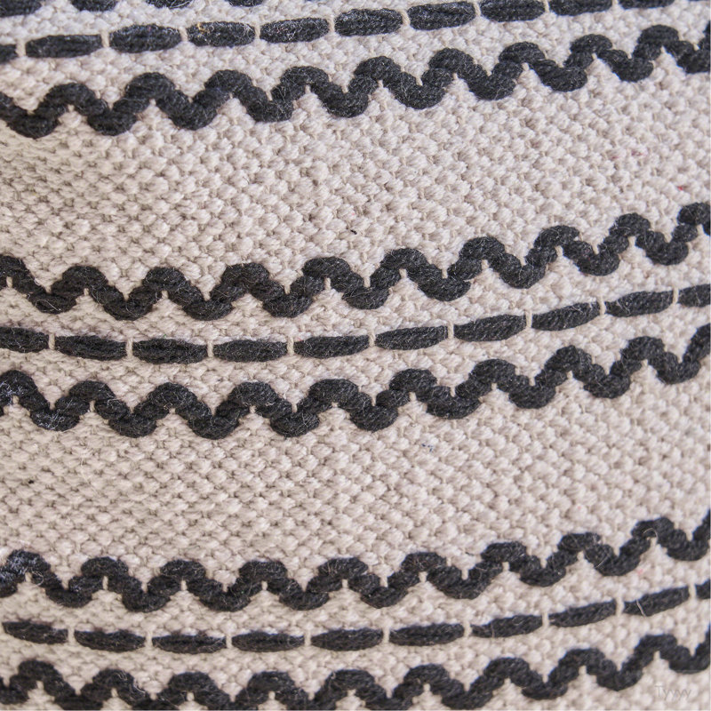 Lani Handcrafted Fabric Pouf, Natural With Black
