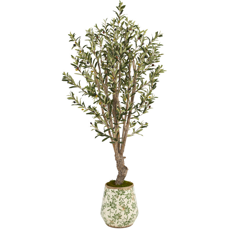 62'' Faux Olive Tree Tree in Ceramic Planter