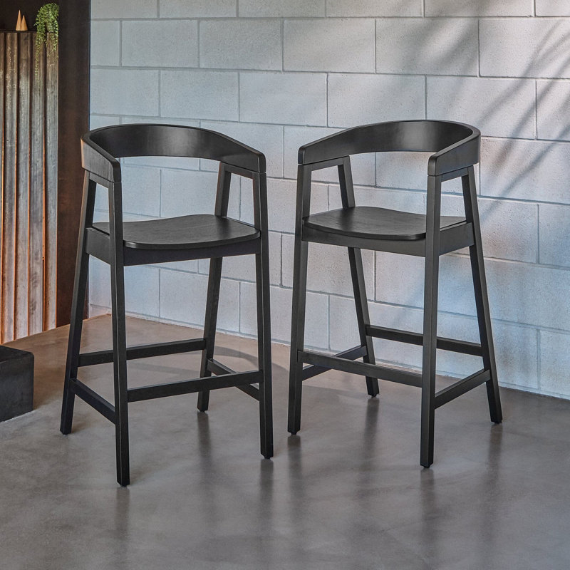 Counter Stool with Solid Wood Frame, Black