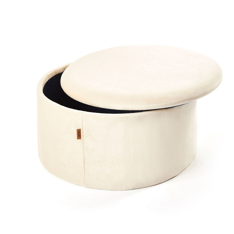 Velvet Ottoman, Beige
