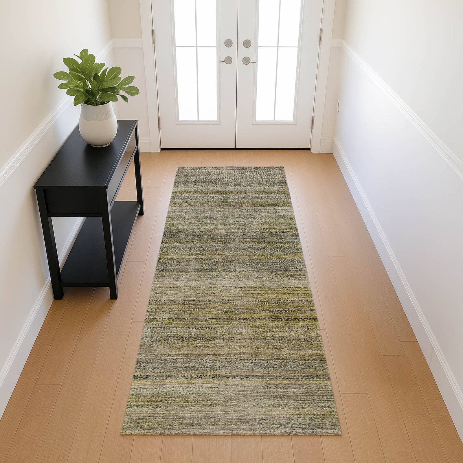 Premium Machine Washable Tirico Casual Rug, Aloe, 2'3" x 7'6" Runner