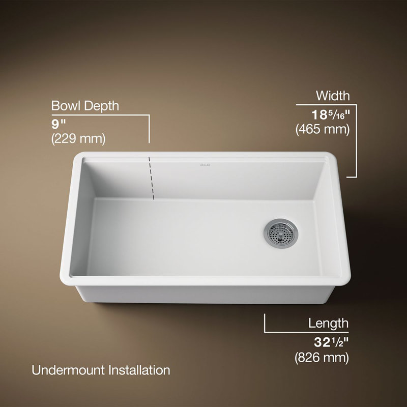 Billings 32-1/2 In. Undermount Single-Bowl Kitchen Sink, White