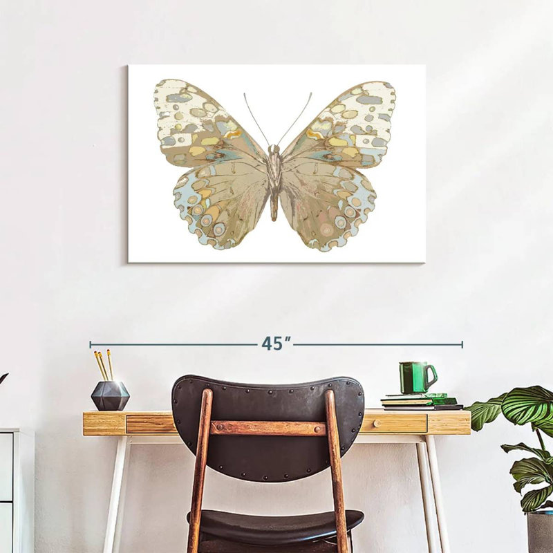 Papillon Brampt en taupe et bleu, H 24 po x l 36 po