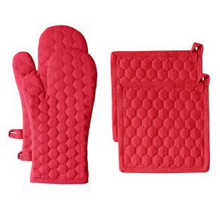 FabStyles Fouta Cotton Potholder & Oven Mitt Set