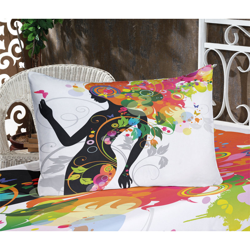 Multicolore drap-housse et coussin décoratif Ambesonne, Ensemble de draps pour lit simple + 5 pièces supp